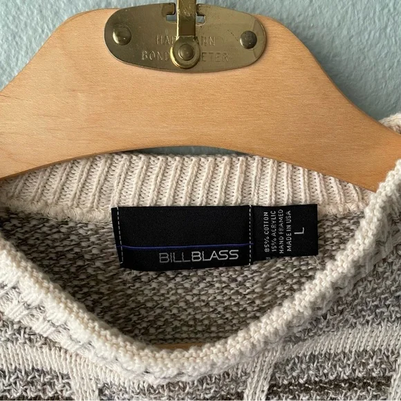 Bill BlassVintage 90s Beige Plaid Knit Eclectic Grandpa Sweater